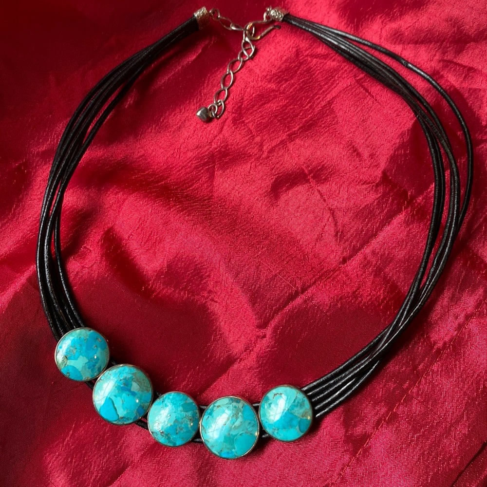 Jay King Turquoise Blue Stone Multi-Strand Cord Necklace